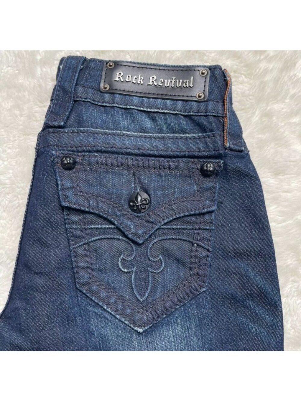 Rock Revival Celine Skinny Jeans Womens Size 26 Dark Wash Flap Pocket Inseam 32